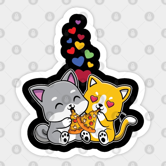 Pet Cat Animal Hearts Pizza Meow Valentines Day Sticker by CrissWild